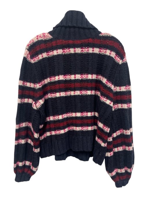 A.L.C. Size XS Blue & Multi Wool & Silk Striped Turtleneck Sweater Blue & Multi / XS