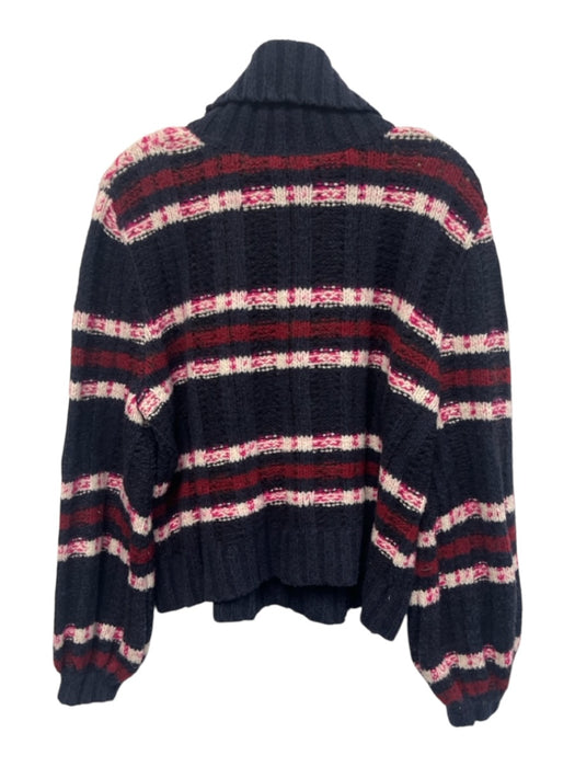 A.L.C. Size XS Blue & Multi Wool & Silk Striped Turtleneck Sweater Blue & Multi / XS