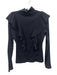 Veronica Beard Size S Navy Blue Pima Cotton Ruffle Trim Ribbed Turtleneck Top Navy Blue / S