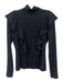 Veronica Beard Size S Navy Blue Pima Cotton Ruffle Trim Ribbed Turtleneck Top Navy Blue / S