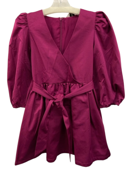 La Roque Size XS Magenta Pink Polyester Tie Detail Balloon Sleeve Dress Magenta Pink / XS