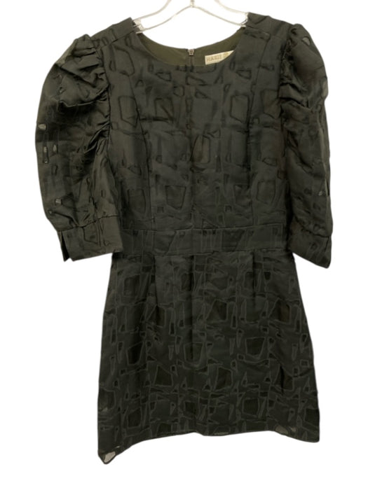 Marie Oliver Size 4 Jade Green Wool & Silk Back Zip Textured Geometric Dress Jade Green / 4