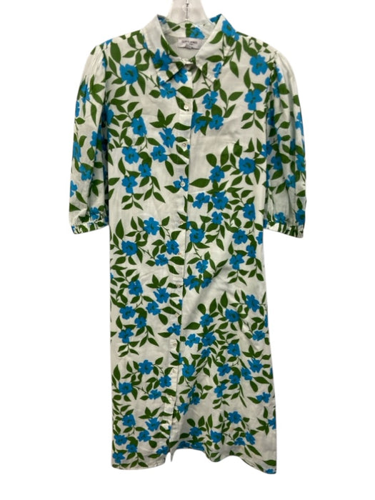 Olivia James Size S White & Multi Cotton Button Front Floral Print Dress White & Multi / S