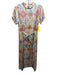 Marigold Size S Pink, Blue, Multi Polyester Satin Abstract Print Midi Dress Pink, Blue, Multi / S