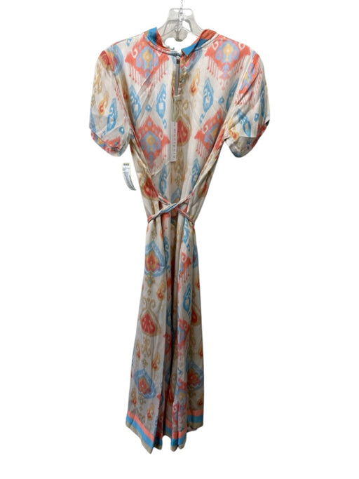 Marigold Size S Pink, Blue, Multi Polyester Satin Abstract Print Midi Dress Pink, Blue, Multi / S