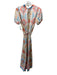 Marigold Size S Pink, Blue, Multi Polyester Satin Abstract Print Midi Dress Pink, Blue, Multi / S
