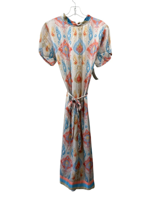 Marigold Size S Pink, Blue, Multi Polyester Satin Abstract Print Midi Dress Pink, Blue, Multi / S