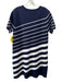 English Factory Size L Navy Blue & White Viscose & Nylon Short Sleeve Knit Dress Navy Blue & White / L