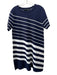 English Factory Size L Navy Blue & White Viscose & Nylon Short Sleeve Knit Dress Navy Blue & White / L