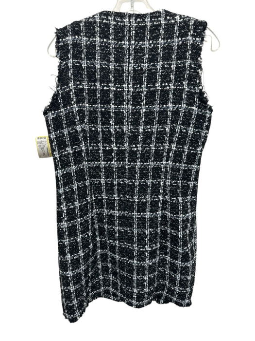 Sundays Size S Black & White Polyester & Viscose Sleeveless Tweed Buttons Dress Black & White / S