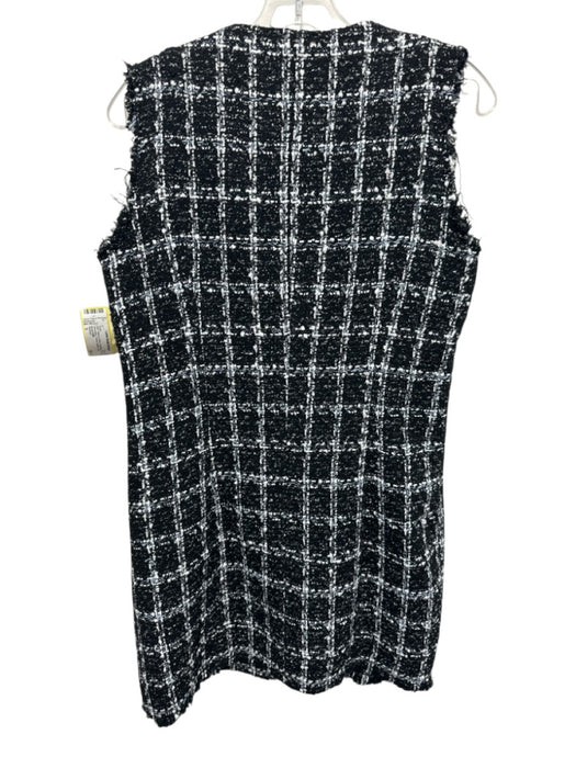 Sundays Size S Black & White Polyester & Viscose Sleeveless Tweed Buttons Dress Black & White / S