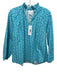 Marigold Size XS Electric Blue Cotton Long puff sleeve Abstract Print Top Electric Blue / XS