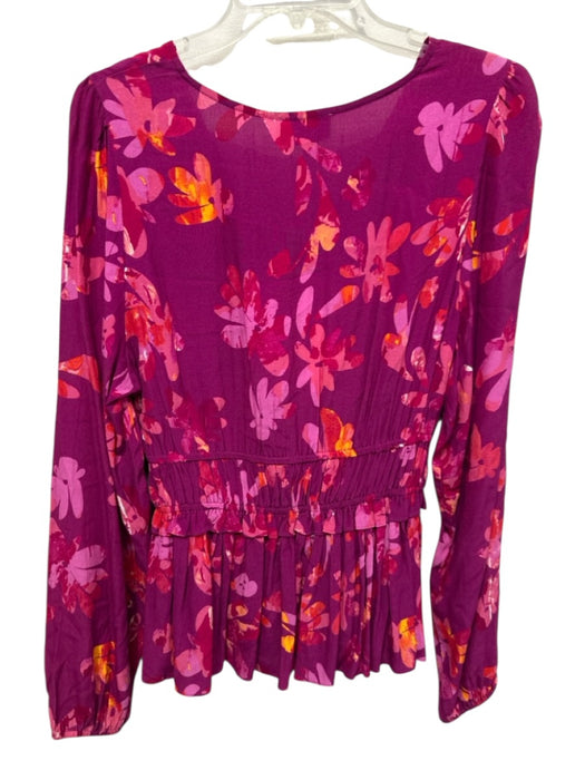 Alivia Size XS Purple, Pink, Orange Viscose Long puff sleeve Floral Print Top Purple, Pink, Orange / XS