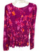 Alivia Size XS Purple, Pink, Orange Viscose Long puff sleeve Floral Print Top Purple, Pink, Orange / XS