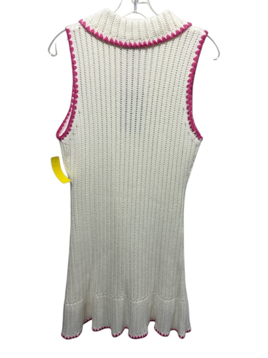 En Saison Size M Cream & pink Acrylic & Cotton Sleeveless Knit Collar Dress Cream & pink / M