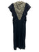 Greek Archaic Kori Size XS Black & Gold Cotton Ruffle Cap Sleeve Midi Dress Black & Gold / XS