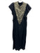 Greek Archaic Kori Size XS Black & Gold Cotton Ruffle Cap Sleeve Midi Dress Black & Gold / XS