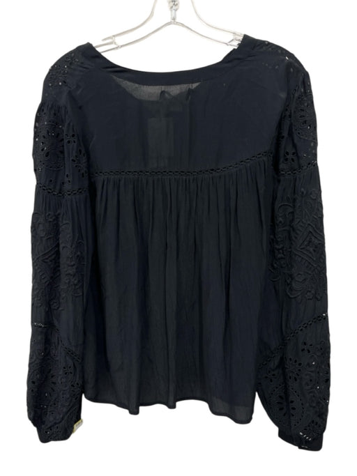 Velvet Size S Black Modal & Viscose Long Sleeve Crochet Lace Buttons Top Black / S