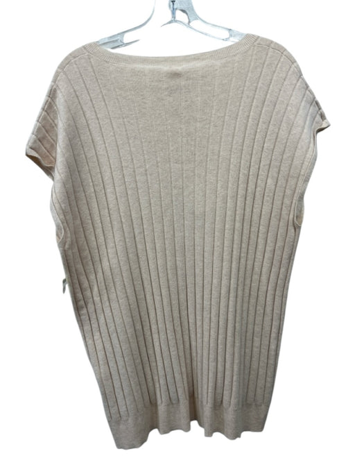 JS 71 Size M/L Beige Cotton & Cashmere Cap Sleeve Rib Knit Top Beige / M/L