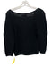 Le Jean Size 2 Black Cotton & Linen 3/4 Sleeve Knit Square Neck Top Black / 2