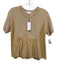 Current Air Size M Beige Viscose & Nylon Short Sleeve Floral Eyelet Top Beige / M