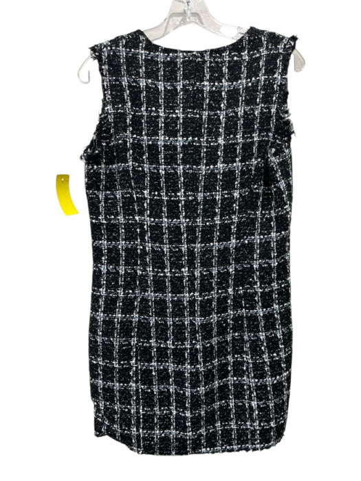 Sundays Size XS Black & White Polyester & Viscose Sleeveless Tweed Buttons Dress Black & White / XS