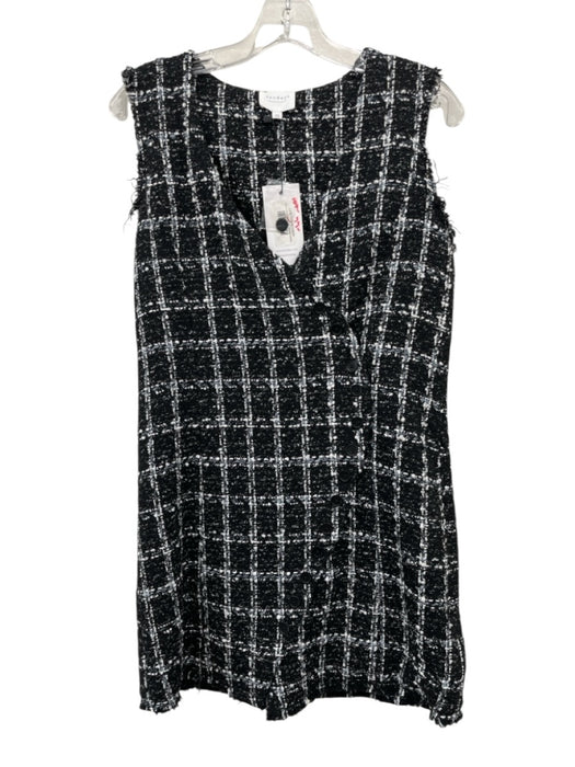 Sundays Size XS Black & White Polyester & Viscose Sleeveless Tweed Buttons Dress Black & White / XS