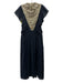 Greek Archaic Kori Size XS Black & Gold Cotton Ruffle Cap Sleeve Midi Dress Black & Gold / XS