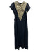 Greek Archaic Kori Size XS Black & Gold Cotton Ruffle Cap Sleeve Midi Dress Black & Gold / XS