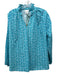 Marigold Size M Electric Blue Cotton Long puff sleeve Abstract Print Top Electric Blue / M