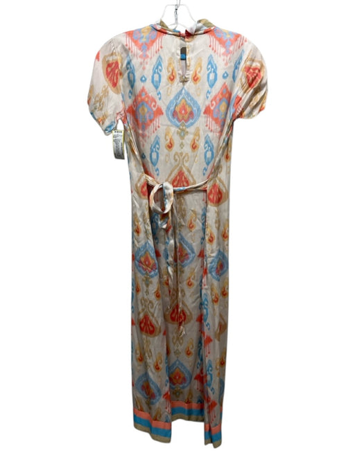 Marigold Size M Pink, Blue, Multi Polyester Satin Abstract Print Midi Dress Pink, Blue, Multi / M