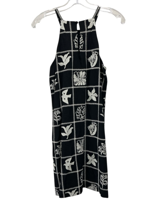 Greylin Size S Black & White Viscose & Linen Sleeveless Embroidery Mini Dress Black & White / S