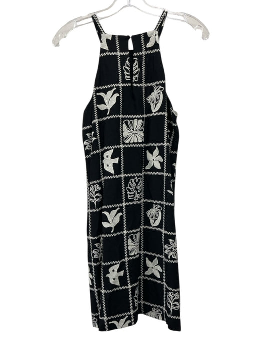 Greylin Size S Black & White Viscose & Linen Sleeveless Embroidery Mini Dress Black & White / S