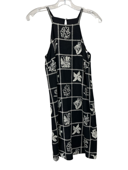 Greylin Size S Black & White Viscose & Linen Sleeveless Embroidery Mini Dress Black & White / S