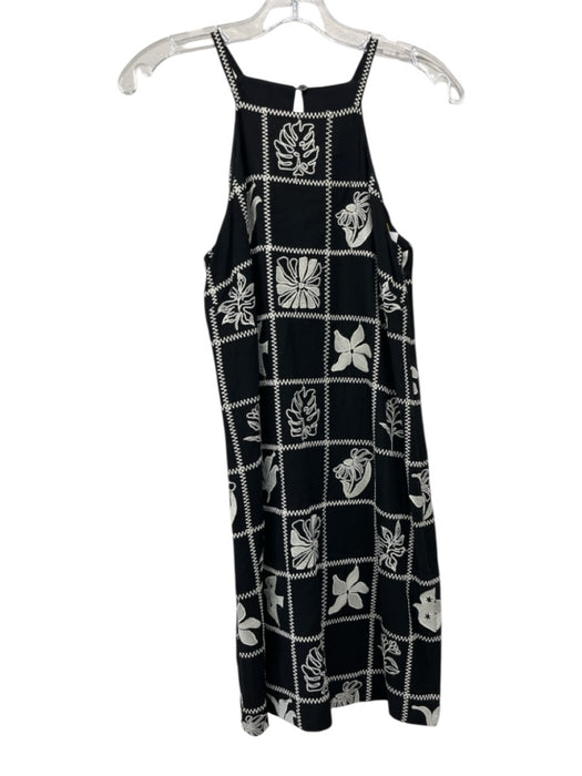 Greylin Size S Black & White Viscose & Linen Sleeveless Embroidery Mini Dress Black & White / S
