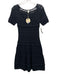 JS 71 Size XS Black Cotton Short Sleeve Knit Scoop Neck Knee length Dress Black / XS