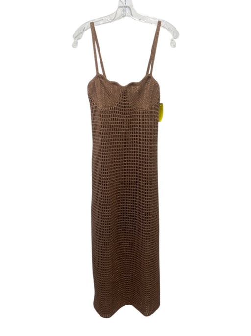 Dress to Size M Copper Acrylic & Polyester Sleeveless Metallic Knit Midi Dress Copper / M