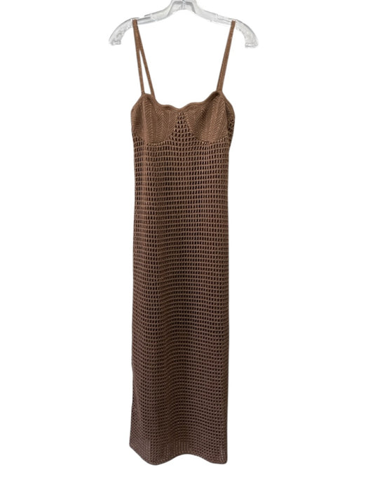 Dress to Size M Copper Acrylic & Polyester Sleeveless Metallic Knit Midi Dress Copper / M