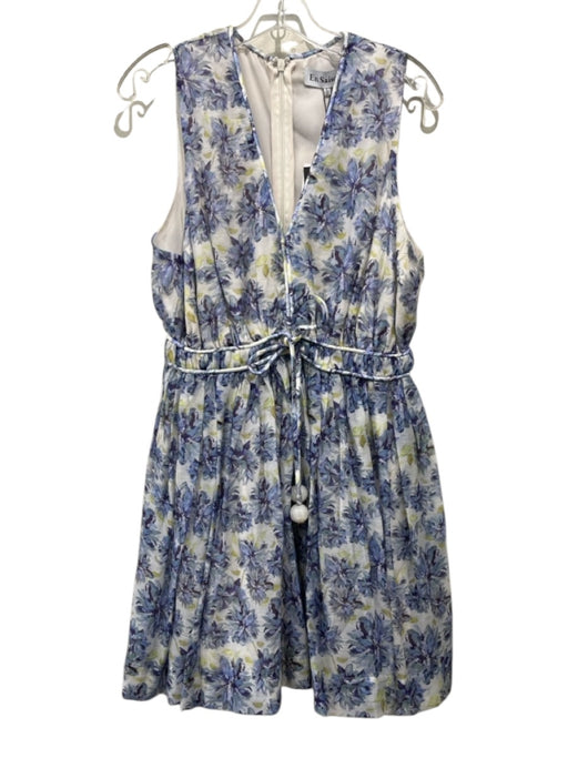 En Saison Size L Blue & Green Lyocell blend Sleeveless Floral Print V Neck Dress Blue & Green / L