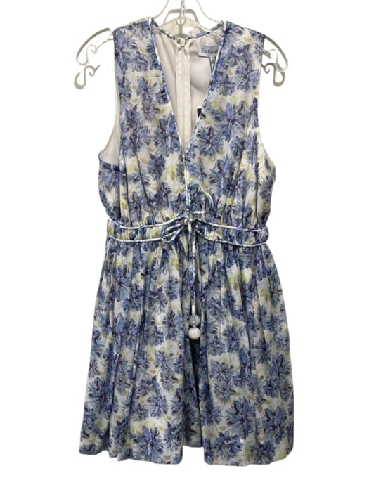 En Saison Size L Blue & Green Lyocell blend Sleeveless Floral Print V Neck Dress Blue & Green / L