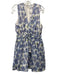 En Saison Size L Blue & Green Lyocell blend Sleeveless Floral Print V Neck Dress Blue & Green / L