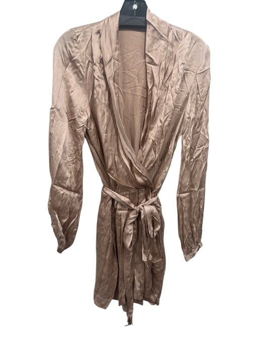 Zimmermann Size 1 / S Blush Pink Silk Long Sleeve Surplice Sash Included Romper Blush Pink / 1 / S