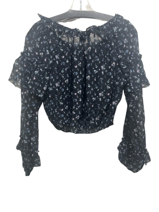 Loveshackfancy Size XS Navy, Pink & White Cotton & Silk Long Balloon Sleeve Top Navy, Pink & White / XS