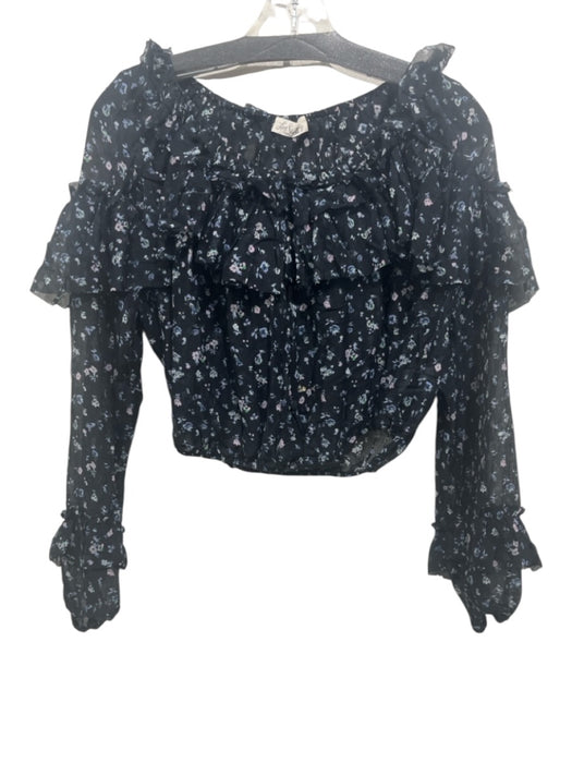 Loveshackfancy Size XS Navy, Pink & White Cotton & Silk Long Balloon Sleeve Top Navy, Pink & White / XS