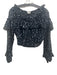 Loveshackfancy Size XS Navy, Pink & White Cotton & Silk Long Balloon Sleeve Top Navy, Pink & White / XS