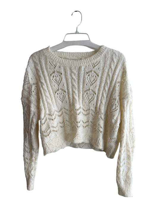 Altar'd State Size S White Polyester Knit Long Sleeve Round Neck Cut Out Sweater White / S