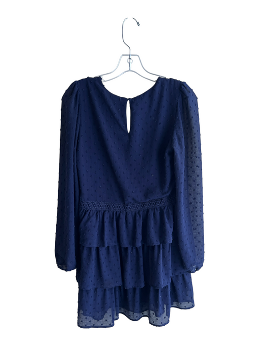 Aqua Size M Navy Blue Rayon Long Sleeve Embroidered Design V Neck Dress Navy Blue / M
