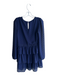 Aqua Size M Navy Blue Rayon Long Sleeve Embroidered Design V Neck Dress Navy Blue / M
