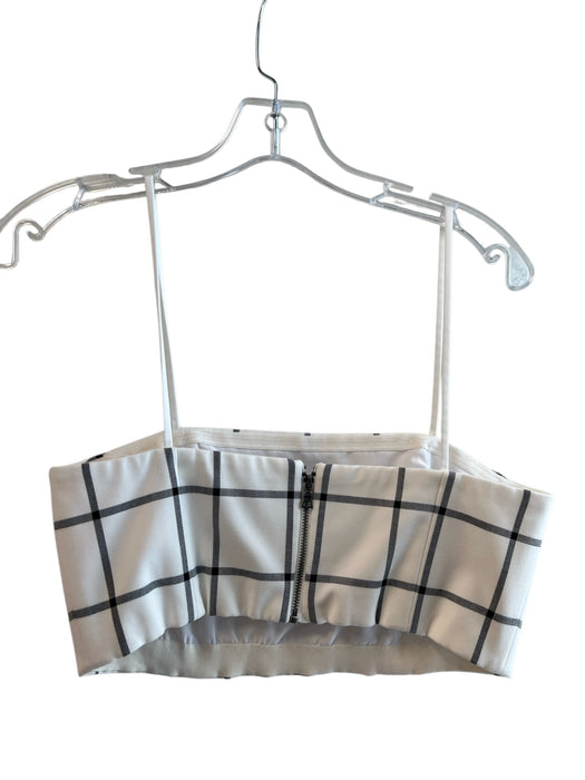 Alice & Olivia Size 6 White & Black Polyester Blend Back Zip Spaghetti Strap Top White & Black / 6