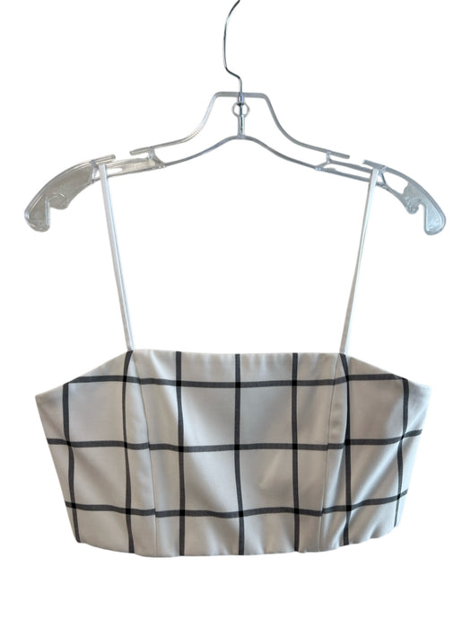 Alice & Olivia Size 6 White & Black Polyester Blend Back Zip Spaghetti Strap Top White & Black / 6